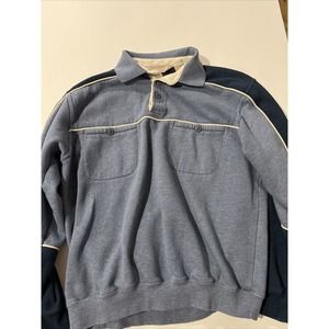 VINTAGE Taylor & Henry Golf Mens M Blue LONG Sleeve Polyester Cotton (B2)